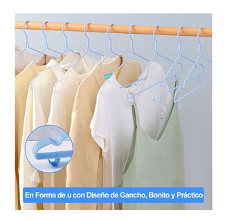Foto 4 | Foto 4 | Ganchos para Ropa Antiderrapantes se Acero Inoxidable Azul 20 piezas