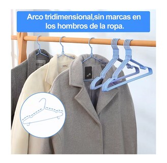 Foto 5 | Foto 5 | Ganchos para Ropa Antiderrapantes se Acero Inoxidable Azul 20 piezas