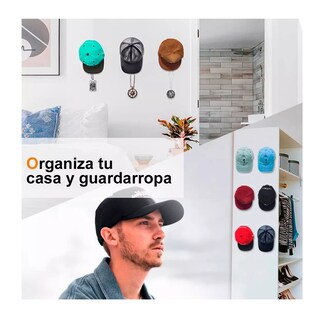 Foto 5 | Foto 5 | Gancho Organizador de Gorra para Pared Belug color Negro 10 Piezas