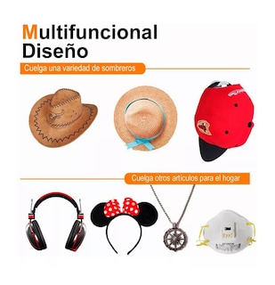 Foto 4 | Foto 4 | Gancho Organizador de Gorras para Pared Percheros Belug 10 Pzs color Negro