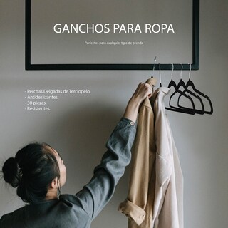 Foto 3 | Foto 3 | Ganchos Andromeda Inc Negros para Ropa de Terciopelo 30 Piezas