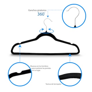 Foto 4 | Foto 4 | Ganchos Andromeda Inc Negros para Ropa de Terciopelo 30 Piezas