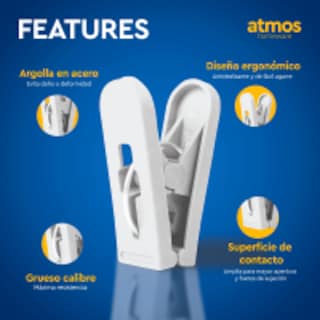 Foto 2 | Foto 2 | Pinzas para Colgar Ropa Atmos Homeware Blancas 72 Piezas