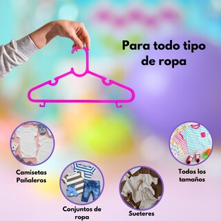 Foto 2 | Foto 2 | 50 Ganchos Para Ropa Infantil De Plástico Premium Zomilux, Perchas De Niña Antideslizantes, Resistentes Y Durables, Rosa