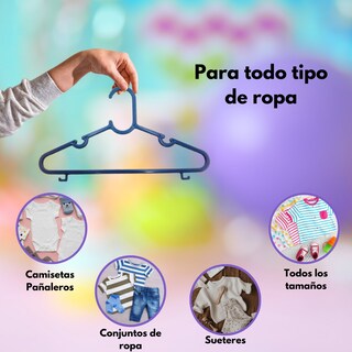 Foto 2 | Foto 2 | 50 Ganchos Para Ropa Infantil De Plástico Premium Zomilux, Perchas De Niño Antideslizantes, Resistentes Y Durables, Azul