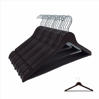 Foto 1 | Foto 1 | 20 Ganchos Para Ropa Madera Premium Zomilux Perchas Para Pantalones Con Barra Antideslizante Gancho Giratorio 360° Caoba