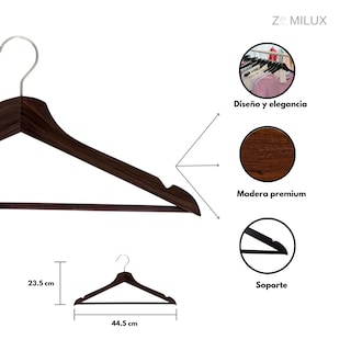Foto 3 | Foto 3 | 20 Ganchos Para Ropa Madera Premium Zomilux Perchas Para Pantalones Con Barra Antideslizante Gancho Giratorio 360° Caoba