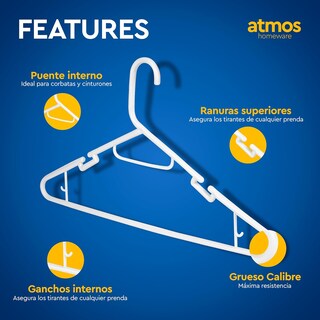 Foto 2 | Foto 2 | Ganchos de Ropa Atmos Homeware Blancos 40 Piezas