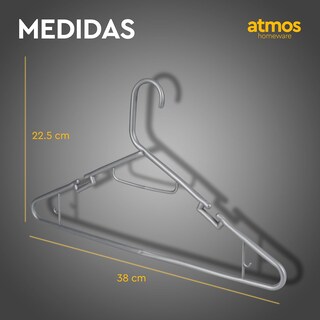 Foto 6 | Foto 6 | Ganchos para Ropa Atmos Homeware Plateados Gruesos Resistentes Paquete de 100 Perchas