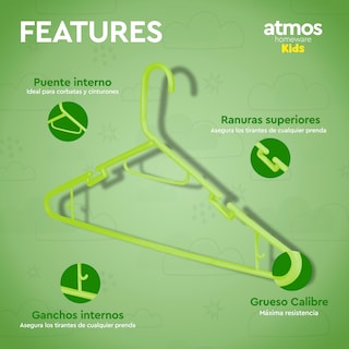 Foto 2 | Foto 2 | Ganchos Para Ropa De Niños | Ganchos Para Colgar Ropa De Niño, Niña Y Bebé | Gruesos Y Duraderos | Paquete De 40 Color Verde