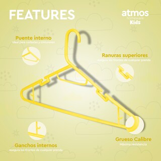 Foto 2 | Foto 2 | Ganchos Para Ropa De Niños | Ganchos Para Colgar Ropa De Niño, Niña Y Bebé | Gruesos Y Duraderos | Paquete De 40 Color Amarillo