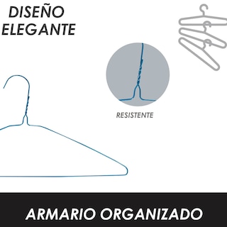 Foto 3 | Foto 3 | Pack 50 Ganchos Jauz Improvement De Alambre Color Azul Resistencia Y Organización Para Tu Ropa (j0286)