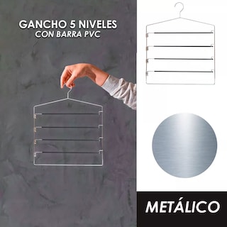 Foto 2 | Foto 2 | Pack de 5 Ganchos 5 Niveles con Barra De Pvc