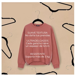 Foto 4 | Foto 4 | Set 50 Ganchos Hg16c1 Ligero Resistentes Perchas De Terciopelo Antideslizantes Lab.g Color Negro