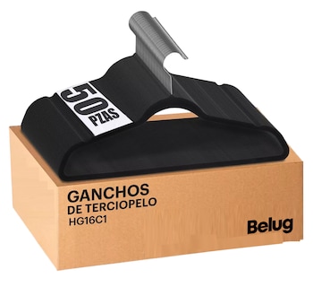 Foto 1 | Foto 1 | Set 50 Ganchos Belug Ligero Resistentes Perchas De Terciopelo Antideslizantes Color Negro