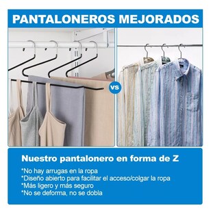 Foto 4 | Foto 4 | Perchas Para Pantalones En Z Ganchos Antideslizante 10 Pcs, Negro
