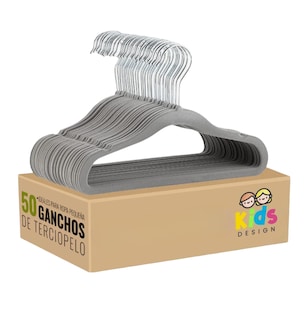 Foto 1 | Foto 1 | 50 Ganchos Infantiles De Terciopelo Antideslizantes 360º Color Gris