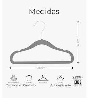 Foto 4 | Foto 4 | 50 Ganchos Infantiles De Terciopelo Antideslizantes 360º Color Gris