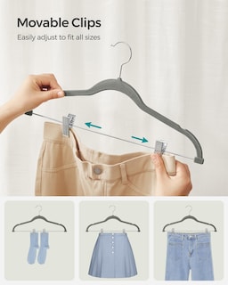 Foto 3 | Foto 3 | Perchas Para Pantalones Songmics De Terciopelo Con Clips Ajustables, Paquete De 20 Unidades - Venta Internacional.