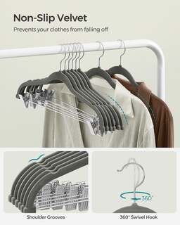 Foto 5 | Foto 5 | Perchas Para Pantalones Songmics De Terciopelo Con Clips Ajustables, Paquete De 20 Unidades - Venta Internacional.