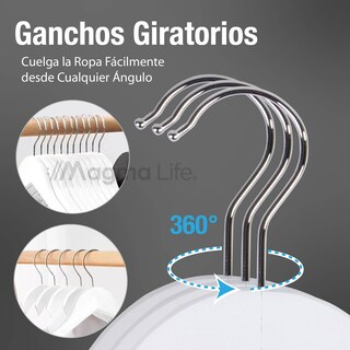 Foto 3 | Foto 3 | Magma Life 80 Ganchos Para Ropa De Madera: Ganchos De Madera Premium Sin Veta, Gira 360 Grados (blanco)