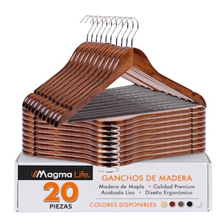 Foto 1 | Foto 1 | Magma Life 80 Ganchos Para Ropa De Madera: Ganchos De Madera Premium Sin Veta, Gira 360 Grados (café)