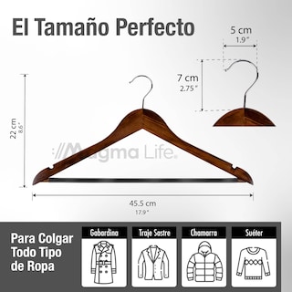 Foto 2 | Foto 2 | Magma Life 80 Ganchos Para Ropa De Madera: Ganchos De Madera Premium Sin Veta, Gira 360 Grados (café)