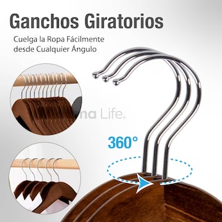 Foto 3 | Foto 3 | Magma Life 80 Ganchos Para Ropa De Madera: Ganchos De Madera Premium Sin Veta, Gira 360 Grados (café)