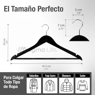 Foto 2 | Foto 2 | Magma Life 80 Ganchos Para Ropa De Madera: Ganchos De Madera Premium Sin Veta, Gira 360 Grados (negro)