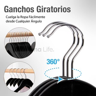 Foto 3 | Foto 3 | Magma Life 80 Ganchos Para Ropa De Madera: Ganchos De Madera Premium Sin Veta, Gira 360 Grados (negro)