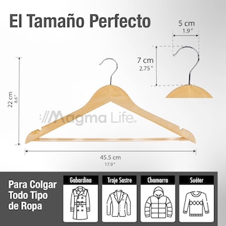 Foto 2 | Foto 2 | Magma Life 80 Ganchos Para Ropa De Madera: Ganchos De Madera Premium Sin Veta, Gira 360 Grados (natural)