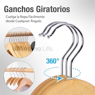 Foto 3 | Foto 3 | Magma Life 80 Ganchos Para Ropa De Madera: Ganchos De Madera Premium Sin Veta, Gira 360 Grados (natural)