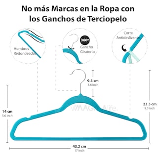 Foto 2 | Foto 2 | Magmalife 50 Ganchos Para Ropa De Terciopelo, Gancho Plateado Giratorio De 360 Grados, Para Todo Tipo De Ropa (turquesa)
