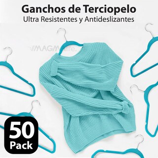 Foto 4 | Foto 4 | Magmalife 50 Ganchos Para Ropa De Terciopelo, Gancho Plateado Giratorio De 360 Grados, Para Todo Tipo De Ropa (turquesa)