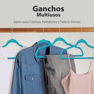 Foto 5 | Foto 5 | Magmalife 50 Ganchos Para Ropa De Terciopelo, Gancho Plateado Giratorio De 360 Grados, Para Todo Tipo De Ropa (turquesa)