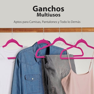 Foto 5 | Foto 5 | Magmalife 50 Ganchos Para Ropa De Terciopelo, Gancho Plateado Giratorio De 360 Grados, Adecuado Para Todo Tipo De Ropa, (fucsia)