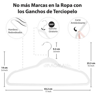 Foto 2 | Foto 2 | Magmalife 50 Ganchos Para Ropa De Terciopelo, Gancho Plateado Giratorio De 360 Grados, Adecuado Para Todo Tipo De Ropa (blanco)