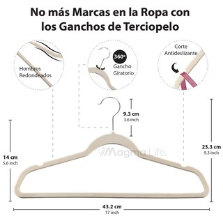 Foto 2 | Foto 2 | Magmalife 50 Ganchos Para Ropa De Terciopelo, Gancho Plateado Giratorio De 360 Grados, Adecuado Para Todo Tipo De Ropa, (beige)