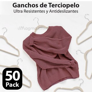 Foto 4 | Foto 4 | Magmalife 50 Ganchos Para Ropa De Terciopelo, Gancho Plateado Giratorio De 360 Grados, Adecuado Para Todo Tipo De Ropa, (beige)