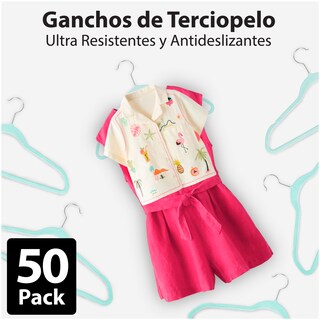 Foto 8 | Foto 8 | Magmalife 50 Ganchos De Terciopelo Para Ropa Infantil, Gancho Plateado Giratorio De 360 Grados, Adecuado Para Todo Tipo De Ropa