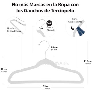 Foto 2 | Foto 2 | Magmalife 50 Ganchos De Terciopelo Para Ropa Infantil, Gancho Plateado Giratorio De 360 Grados, Adecuado Para Todo Tipo De Ropa