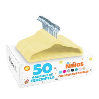 Foto 1 | Foto 1 | Magmalife 50 Ganchos De Terciopelo Para Ropa Infantil, Antideslizantes Y Ultra Delgados, Gancho Metálico Giratorio 360°