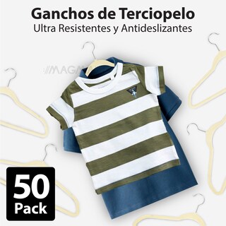 Foto 4 | Foto 4 | Magmalife 50 Ganchos De Terciopelo Para Ropa Infantil, Antideslizantes Y Ultra Delgados, Gancho Metálico Giratorio 360°