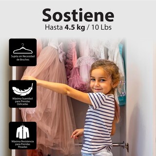 Foto 7 | Foto 7 | Magmalife 50 Ganchos De Terciopelo Para Ropa Infantil, Gancho Plateado Giratorio De 360 Grados, Adecuado Para Todo Tipo De Ropa