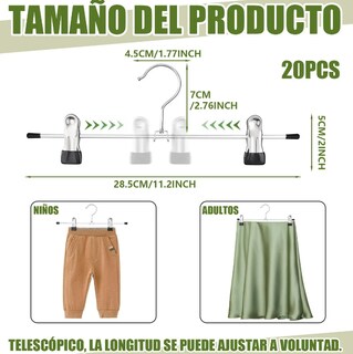 Foto 2 | Foto 2 | Xtellar: Juego De 20 Ganchos Multiusos Premium Con Pinzas Para Pantalones Y Ropa