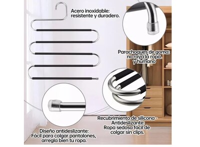 Foto 5 | Foto 5 | Xtellar Set De 4 Ganchos Multiuso De Acero Inoxidable Para Pantalones De 5 Capas