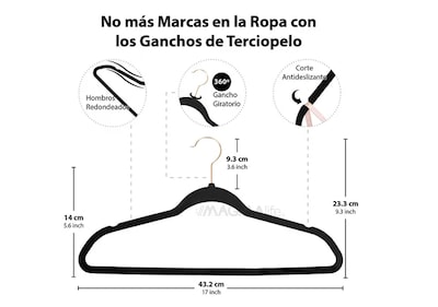 Foto 3 | Foto 3 | Ganchos Xtellar Para Ropa De Terciopelo Premium - 50 Unidades - Diseño Dorado Giratorio De 360°, Antideslizante - Ideal Para Tod