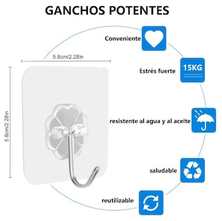 Foto 2 | Foto 2 | Xtellar - Set De 60 Ganchos Autoadhesivos, Versátiles E Impermeables De Diseño Elegante