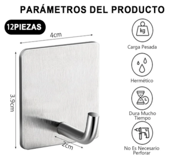 Foto 2 | Foto 2 | Xtellar Gancho Adhesivo Premium De Acero Inoxidable Para Toallas Y Más - Pack De 12