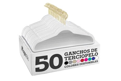 Foto 1 | Foto 1 | Ganchos Xtellar Para Ropa De Terciopelo Premium - 50 Unidades - Diseño Dorado Giratorio De 360°, Antideslizante - Ideal Para Tod
